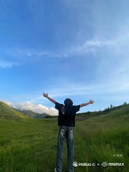 [右移,左摇,跟随]帮我生成一个视频：让图片中的场景动起来，人物炸成无数灰色颗粒还有红色的颗粒，还有无数红色的小花瓣消失在视频中，向右吹走，原比例。比例 16:9，模型 高品质 by Hailuo AI Video Generator