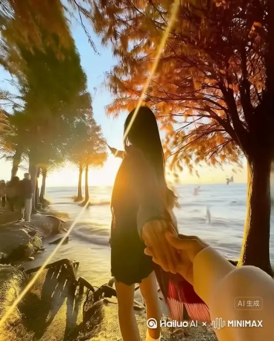 帮我生成一个视频：让图片中的场景走动起来，人物变成无数玫瑰花瓣消失在视频中，要自然。向右吹走，原比例。比例 16:9，时长 10s，模型 高品质 by Hailuo AI Video Generator