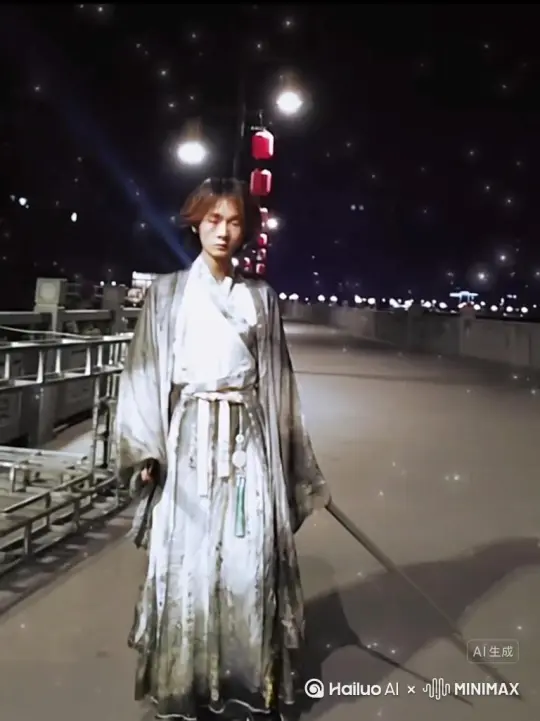 帮我生成一个视频：让图片中的场景动起来，人物变成无数红色颗粒消失在视频中，向右吹走，原比例6时长 5s，模型 高品质[右移,左摇,跟随] by Hailuo AI Video Generator