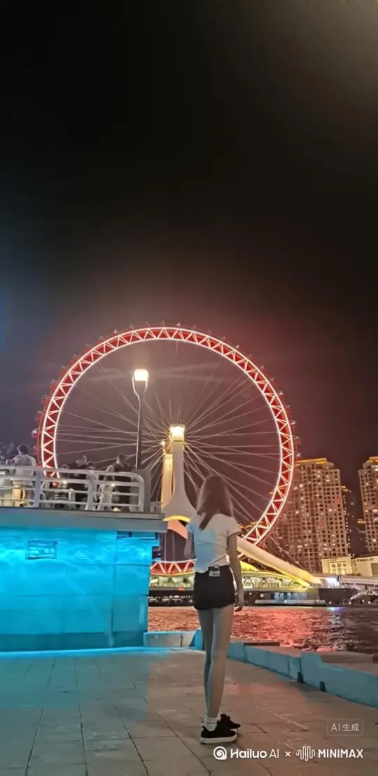 让照片中场景动起来，人物变成无数红色玫瑰消失在视频中，向右吹走，（沙尘数量只在人物漫漫中涌出，然后消失）原比例。 by Hailuo AI Video Generator