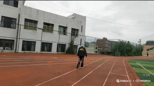 帮我生成一个视频、让图片中的场景动起来，人物变成无数红色花瓣消失在视频中，向右吹走，（花瓣数量只在人物慢慢中涌出，然后消失）原比例。模型 高品质 by Hailuo AI Video Generator