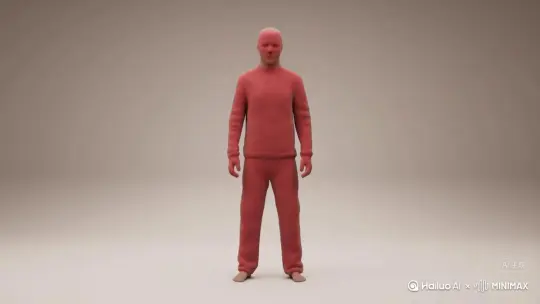 Without any warning,the figure's body begins to split into dull red particles, which should drift slowly ,instrad,of,emitting,to ensure that the disintegration looks smooth,consistent in scale and direction,without background distortion . by Hailuo AI Video Generator
