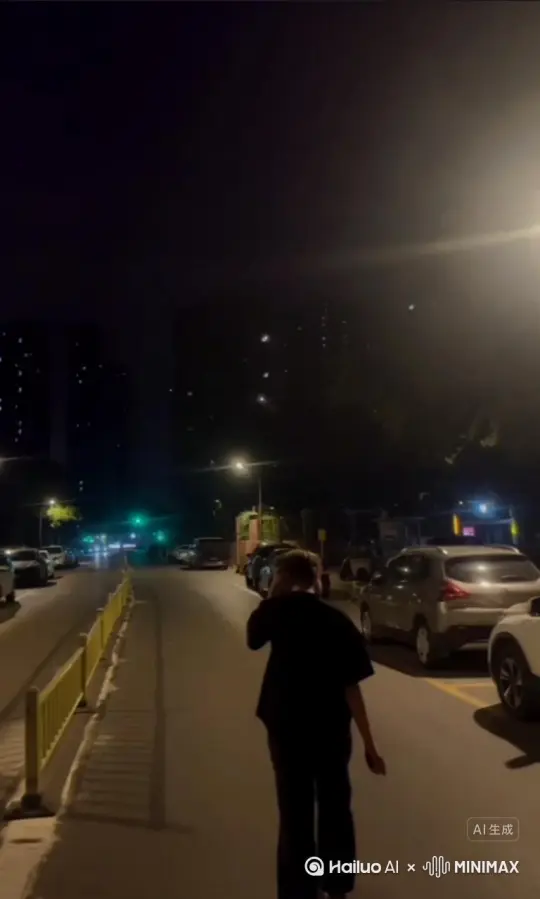 生成一个视频：图片中的场景动起来，人物变成无数灰色沙尘消失在视频中向右吹走（沙尘数量只在人物漫漫中涌出，然后消失）原比例模型高品质[右移,左摇,跟随] by Hailuo AI Video Generator
