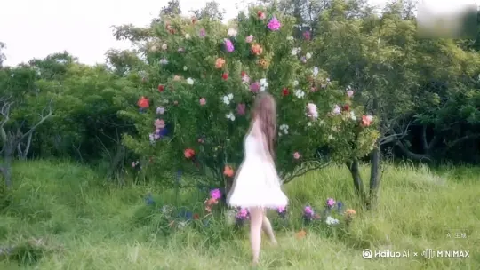 帮我生成一个视频：让图片中的场景动起来，人物变成无数红色颗粒消失在视频中，向右吹走，原比例。比例 16:9，时长 5s，模型 高品质 by Hailuo AI Video Generator
