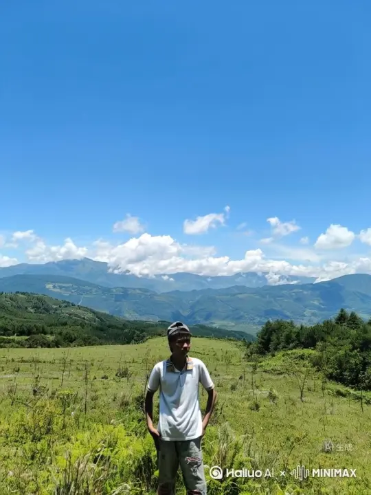 帮我生成一个视频：让图片中的场景动起来，人物变成无数灰色颗粒消失在视频中，向右吹走，原比例。比例 16:9，时长 5s，模型 高品质[右移,左摇,跟随] by Hailuo AI Video Generator