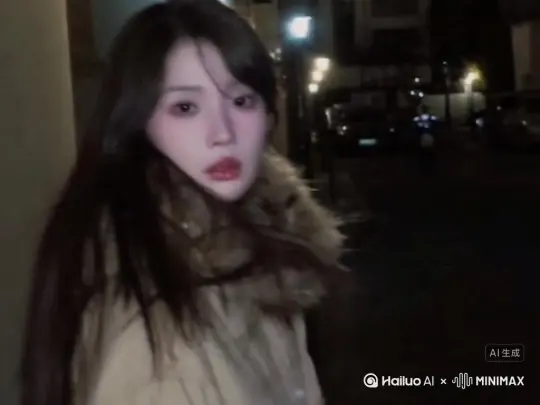 生成一个视频：让图片中的场景动起来，人物不走动 变成无数红色色颗粒消失在视频中，风把红色色颗粒向右吹走，比例4:3 ，时长 5s，模型 高品质 by Hailuo AI Video Generator