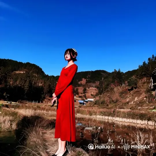 帮我生成一个视频：让图片中的场景动起来，人物变成无数玫瑰花瓣消失在视频中，向右吹走（玫瑰花瓣数量只在人物中慢慢涌现，然后消失）   原比例。模型  高画质[左移,右摇,跟随][右移,左摇,跟随] by Hailuo AI Video Generator