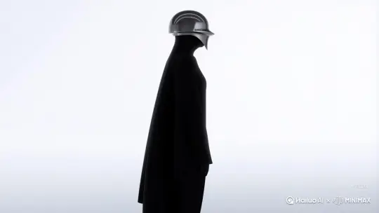 A solitary figure clad in black stands with
unwavering resolve, their profile set
against a pure white backdrop. A metallic
helmet glimmers in soft, diffused light,
creating a surreal atmosphere. Suddenly,
particles begin to peel away from the
figure, swirling gently before dissipating
into the air, leaving only a faint trace of
their existence. The scene shifts from
solid reality to fleeting illusion, creating a
tension between the tangible and the
sublime. As the last remnants fade
completely, an lingering silence envelops
the space, underscoring the transience of
existence and self. by Hailuo AI Video Generator