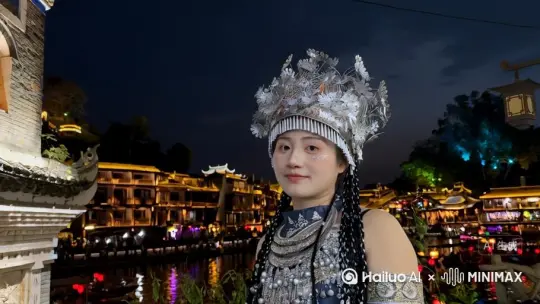 帮我生成一个视频：让图片中的场景动起来，人物变成无数红色沙尘消失在视频中，向右吹走，（沙尘数量只在人物慢慢中涌出，然后消失）原比例。模型 高品[右移,左摇,跟随] by Hailuo AI Video Generator