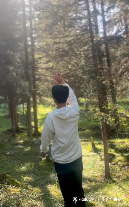 帮我生成一个视频：让图片中的场景动起来，人物变成无数花瓣消失在视频中，向右吹走，原比例。比例 16:9，时长 5s，模型 高品质[右移,左摇,跟随] by Hailuo AI Video Generator