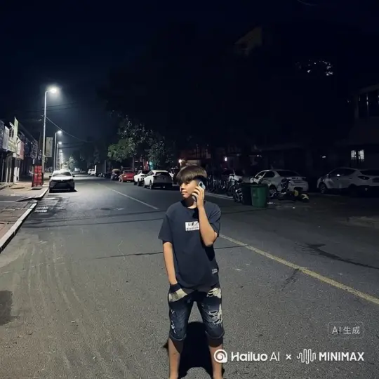 帮我生成一个视频：让图片中的场景动起来，人物变成无数灰色沙尘消失在视频中，向右吹走（沙城数量只在人物中慢慢涌现，然后消失）   [右移,左摇,跟随] by Hailuo AI Video Generator