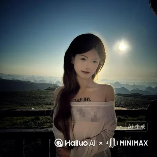 人物变成无数红色花瓣向右边消散，消失在视频中，原比例 by Hailuo AI Video Generator