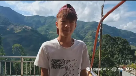 让照片中的场景动起来，人物变成无数灰色颗粒消失视频中的人，向右吹走，原比例。比例16:9，时长5s，模型高制品，就像现在这样不需要笑着 by Hailuo AI Video Generator