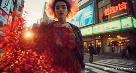 上传一张横屏图并输入一种颜色，生成花瓣消失特效视频 by Hailuo AI Video Generator