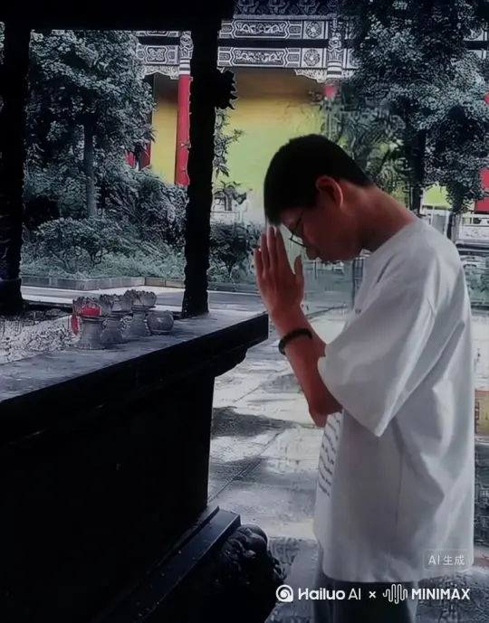 帮我生成一个视频：让图片中的场景动起来，人物变成无数灰色颗粒消失在视频中，向右吹走，原比例。比例 16:9，时长 5s，模型 高品质[右移,左摇,跟随] by Hailuo AI Video Generator
