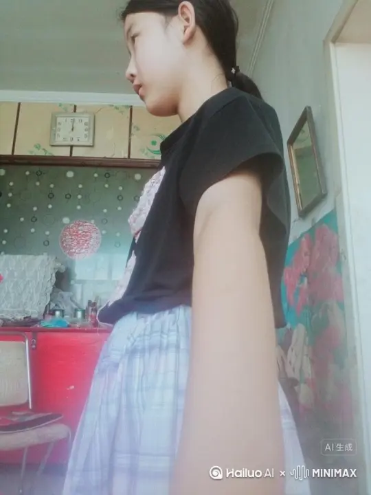 帮我升成帮我生成一个视频：让图片中的场景动起来，人物变成无数灰色颗粒消失在视频中，向右吹走，原比例[右移,左摇,跟随] by Hailuo AI Video Generator