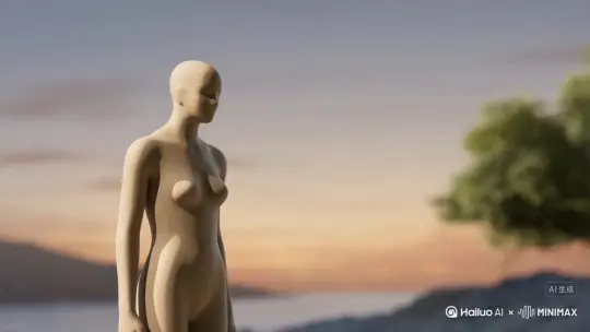 让图片中的场景人物动起来，人物变成无数朵红色花瓣 人物消失在视频中，向右吹走，原比例 by Hailuo AI Video Generator