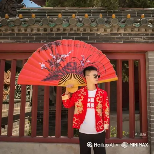随着镜头[拉远,上升,下摇]，背景不断流动，宏伟壮丽的自然之美，镜头运动流畅连贯，相机保持固定，始终聚焦于那名男子。突然间，
红色的花瓣成粒子状态开始从他脸上和手臂上浮现，并迅速飘向别处。
没错。她的身体从背部开始逐渐向外分解。
脸是消失的第一部分，直到整个男性完全不见踪影。
完全如此。
分解过程必须保持一致：花瓣大小各异。
迅速向右偏移，并保持自然姿态，直到结束。
整个图案消失了。，在现实与崇高之间制造出一种张力。随着最后的痕迹消散，一股挥之不去的寂静笼罩了这片空间，突显了存在与自我的短暂性。 by Hailuo AI Video Generator