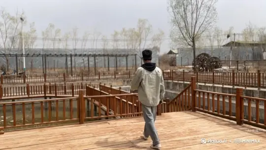 帮我生成一个视频：让图片中的场景动起来，人物变成无数暗红色玫瑰消失在视频中，向右吹走（玫瑰数量只在人物中慢慢涌现，然后消失）   原比例。模型  高画质[右移,左摇,跟随][右移,左摇,跟随][右移,左摇,跟随] by Hailuo AI Video Generator