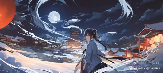 帮我生成一个视频：让图片中的场景动起来，人物变成无数灰色沙尘消失在视频中向右吹走（沙尘数量只在人物漫漫中涌出，然后消失）原比例 模型 高品质 by Hailuo AI Video Generator