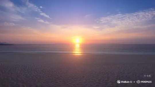 [左移,推进,右摇]开始是在一片沙滩，夕阳逐渐下降，四周慢慢变黑暗，等到夕阳完全落入海面，四周变得漆黑，突然一只闪着光芒蝴蝶飞过，四周慢慢围绕蝴蝶变清晰变明亮转场环境变成了海地，画面变清晰明亮，各种各样的海底动物游过镜头 by Hailuo AI Video Generator