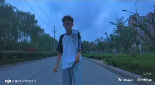 帮我生成一个视频：让图片中的场景动起来，人物变成无数灰色沙尘消失在视频中，向右吹走（沙城数量只在人物中慢慢涌现，然后消失）   原比例。模型  高画质 by Hailuo AI Video Generator
