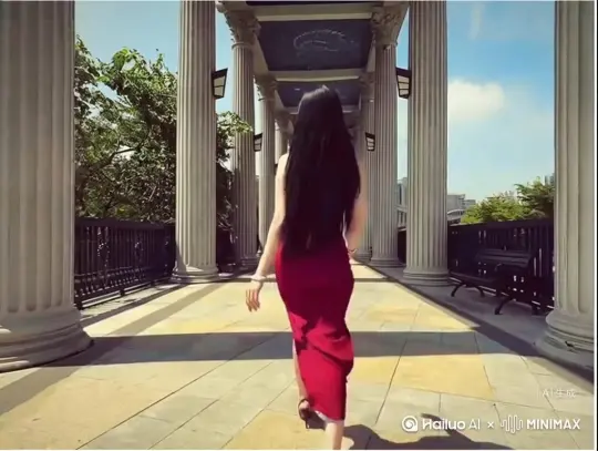 帮我生成一个视频：让图片中的场景动起来，人物变成无红色花瓣
消失在视频中，向右吹走（花瓣数量只在人物中慢慢涌出，然后消失）原比例，模型，高品质 by Hailuo AI Video Generator