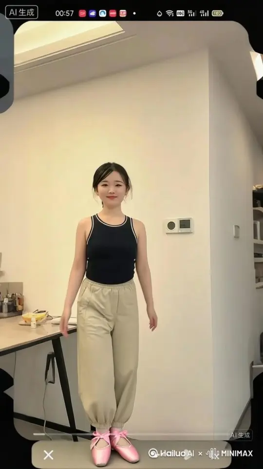 让图片中的人物做红色花瓣粒子消失，向右飘散展开效果。固定镜头，背景不变高清8K by Hailuo AI Video Generator
