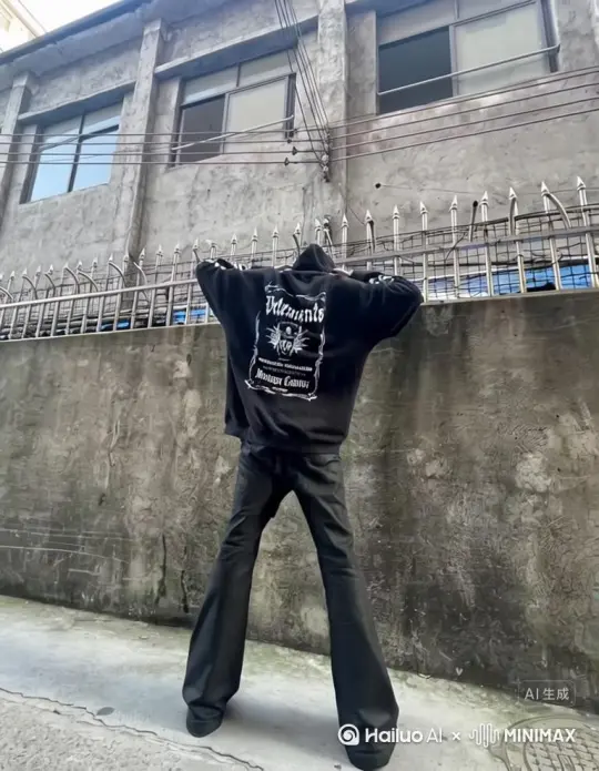 帮我生成一个视频：人物变成无数红色颗粒消失在视频中，向右吹走，原比例。时长 5s，模型 高品质[左移,右摇,跟随] by Hailuo AI Video Generator