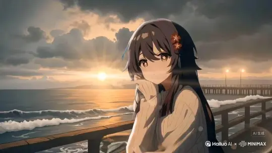 让图片中的场景动起来，人物变成无数玫瑰花瓣消失在视频中，向右吹走，原比例。比例 16:9，时长 5s，模型 高品 by Hailuo AI Video Generator