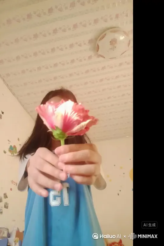 将场景动起来，变成无数片红色玫瑰花瓣向右飘动，原比例 by Hailuo AI Video Generator