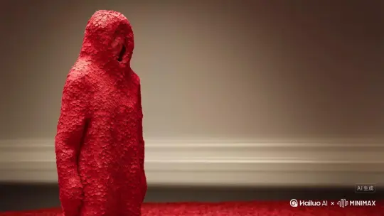 复制我的。帮我生成一个视频：让图片中的场景动起来，人物变成无数红色花瓣 然后消失在视频中，向右吹走，（红色花瓣数量只在人物慢慢中涌出，然后消失）原比例。模型高质量，流畅，整体人物变成，花瓣生成多一些，要很多很多，之后花瓣一直流动，整体画面不要动，花瓣给我多生成一些 要好多好多，人物快速消失 by Hailuo AI Video Generator