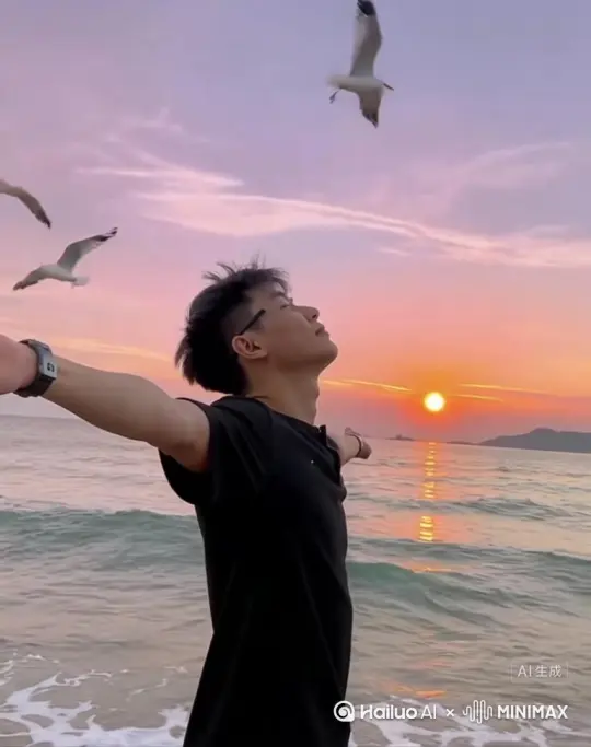 帮我生成一个视频：让图片中的场景动起来，人物变成无数暗红色玫瑰消失在视频中，向右吹走（玫瑰数量只在人物中慢慢涌现，然后消失）   原比例。模型  高画质[右移,左摇,跟随][右移,左摇,跟随][右移,左摇,跟随] by Hailuo AI Video Generator