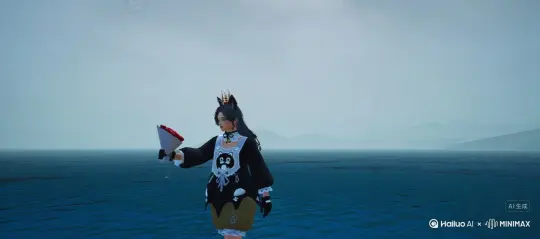 人物变成红色花瓣消失在视频中，向右吹走，原比例 by Hailuo AI Video Generator