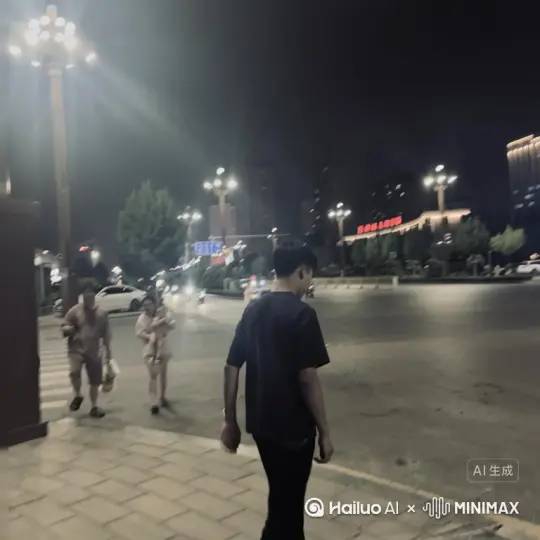 生成一个视频：让图片中的场景动起来，人物变成无数颗灰色灰尘，消失在视频中向右吹走（沙尘数量只在人物慢慢中涌出，然后消失）原比例。模仿高品质 by Hailuo AI Video Generator