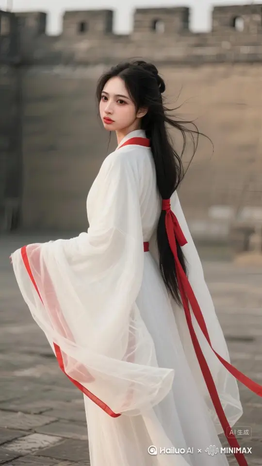 固定镜头，女子回头并慢慢走远。（营造出女子清冷、痛苦、破碎、绝望、的氛围）。 by Hailuo AI Video Generator