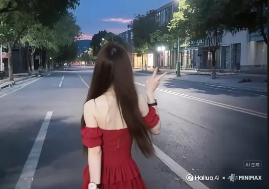 帮我生成一个视频：让图片中的场景动起来、人物变成无数红色沙尘消失在视频中、向右吹走、（沙尘数量只在人物中慢慢涌出、然后消失）原比例、模型 高品质[右移,左摇,跟随] by Hailuo AI Video Generator