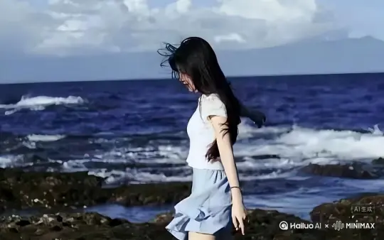 让图片中的场景动起来，人物变成无数玫瑰花瓣消失在视频中，向右吹走（花瓣数量只在人物中慢慢涌现，然后消失）   原比例。模型  高画质。 by Hailuo AI Video Generator