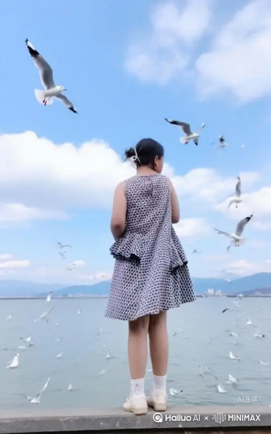 帮我生成一个视频：让图片中的场景动起来，人物变成无数红色玫瑰花[右移,左摇,跟随]消失在视频中，向右吹走（沙城数量只在人物中慢慢涌现，然后消失）   原比例。模型  高画质[右移,左摇,跟随][右移,左摇,跟随] by Hailuo AI Video Generator