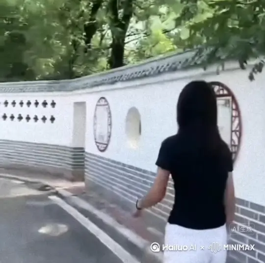 帮我生成一个视频：让图片中的场景动起来，人物变成无数暗红色玫瑰消失在视频中，向右吹走（玫瑰数量只在人物中慢慢涌现，然后消失）   原比例。模型  高画质[右移,左摇,跟随][右移,左摇,跟随][右移,左摇,跟随]，口令在这[愉快] by Hailuo AI Video Generator