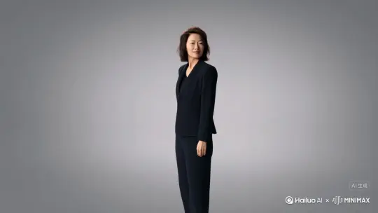 帮我生成一个视频：让图片中的场景不要动，人物变成无数红色粒子消失在视频中，向右吹走，原比例。比例 16:9，时长 6s，模型 高品质[左移,上升]鞠婧祎 by Hailuo AI Video Generator