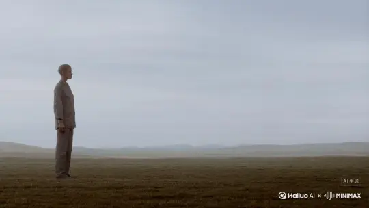 帮我生成一个视频：让图片中的场景动起来，人物变成无数红色颗粒消失在视频中，向右吹走，原比例。比例 16:9，时长 5s，模型 高品质 by Hailuo AI Video Generator