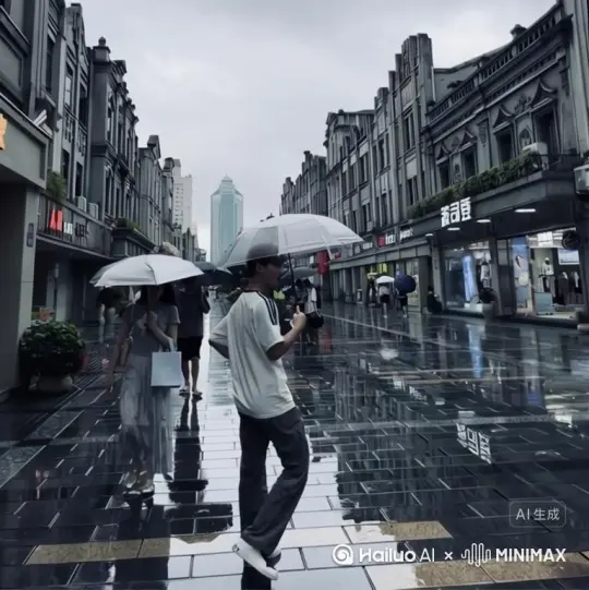 帮我生成一个视频：让图片中的场景动起来、人物变成无数红色沙尘消失在视频中、向右吹走、（沙尘数量只在人物中慢慢涌出、然后消失）原比例、模型 高品质[右移,左摇,跟随] by Hailuo AI Video Generator