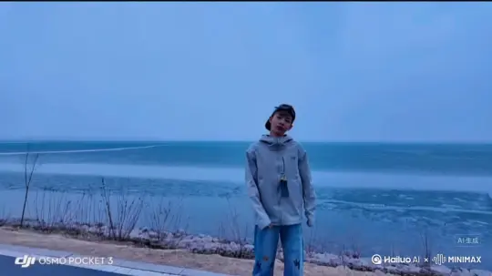 让图片中的场景动起来人物变成无数暗红色玫瑰消失在视频中向右吹走(玫瑰塑料纸在人物中漫漫涌现，然后消失)原比例。模型高画质[右移，左摇，跟随][右移，左摇，跟随][右移,左摇,跟随] by Hailuo AI Video Generator