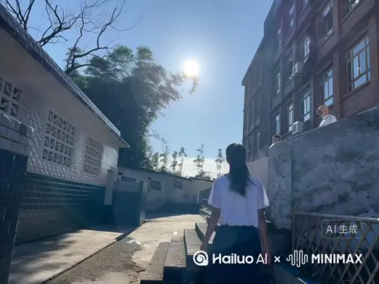 帮我生成一个视频：让图片中的场景动起来，人物变成无数粉色花瓣消失在视频中，向右吹走（沙尘数量只在人物中慢慢涌出，然后消失）原比例，模型，高品质 by Hailuo AI Video Generator