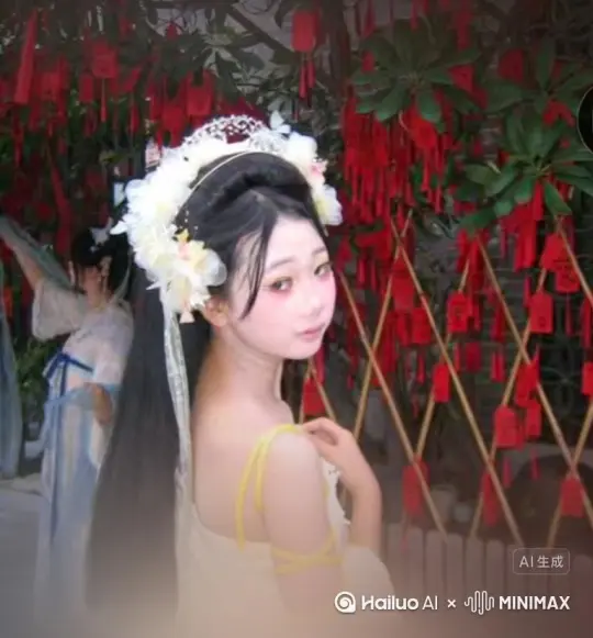 这个试试 帮我生成一个视频：让图片中的场景动起来，人物变成无数玫瑰花瓣消失在视频中，向右吹走（花瓣数量只在人物中慢慢涌现，然后消失）   原比例。模型  高画质。然后用一张照片把这句话导进去就好了[赞] by Hailuo AI Video Generator