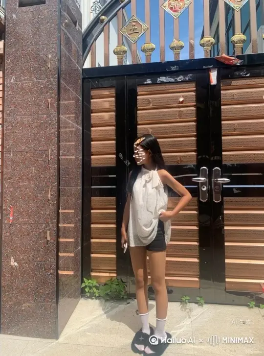帮我生成一个视频：让图片中的场景动起来，人物变成无数蓝色玫瑰花瓣消失在视频中，向右吹走（花瓣数量只在人物中慢慢涌现，然后消失）   原比例 by Hailuo AI Video Generator