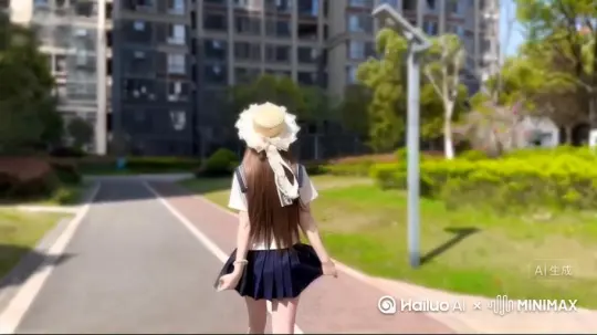 帮我生成一个视频：让图片中的场景动起来，人物变成无数黑色沙尘消失在视频中，向右吹走（沙尘数量只在人物中慢慢涌出，然后消失）原比例，模型，高品质 by Hailuo AI Video Generator