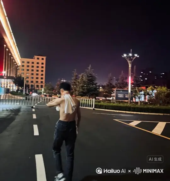 主体人物身上变出一大团微小深红色花瓣，向外爆炸扩散主体人物身体，随之从四肢开始逐渐瓦解，化作无数红色粒子轻盈向右飘散，最终，人物完全消失在漫天飞舞的花瓣中，人物完全消失，写实风格电影光效。 by Hailuo AI Video Generator