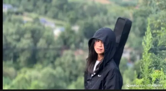 帮我生成—个视频让图片中的场景动起来人物变成无数红色沙尘消失在视频中向右吹走（沙尘数量只在人物中慢慢涌出然后消失）原比列模型高品质[右移，左摇，跟随][右移,左摇,跟随][右移,左摇,跟随][右移,左摇,跟随][右移,左摇,跟随][右移,左摇,跟随][右移,左摇,跟随][右移,左摇,跟随] by Hailuo AI Video Generator